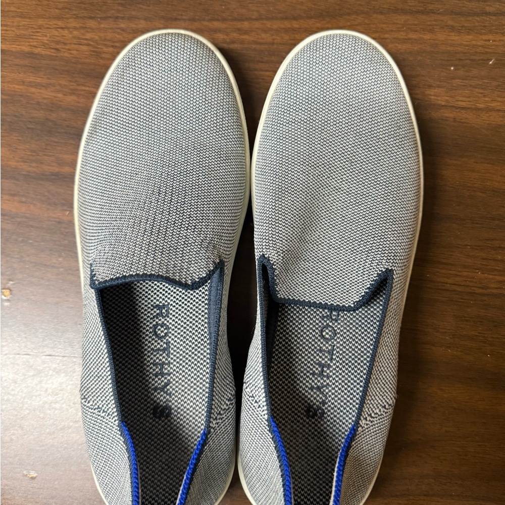 Rothy’s Grey Slip-On women’s Shoes with Blue Trim